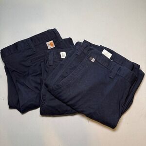 3x Carhartt FR Flame Resistant Pants Mens 44x32 Blue CAT 2 Cheyenne Twill 2112